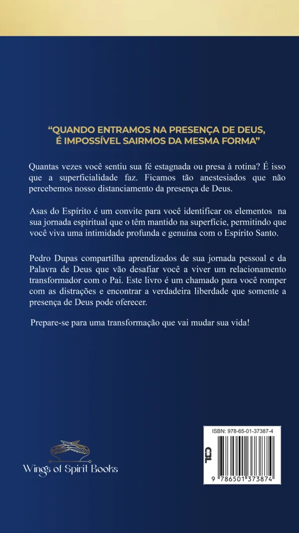 Contracapa do livro Asas do Espírito