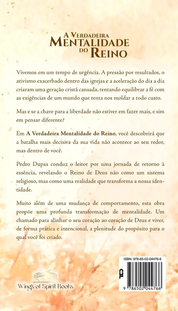 Contracapa do livro A Verdadeira Mentalidade do Reino